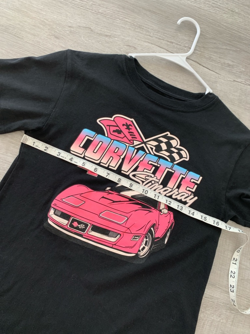 GM Corvette Stingray Graphic Tee - Black with Pink Accent, Size XS. - Picture 8 of 9